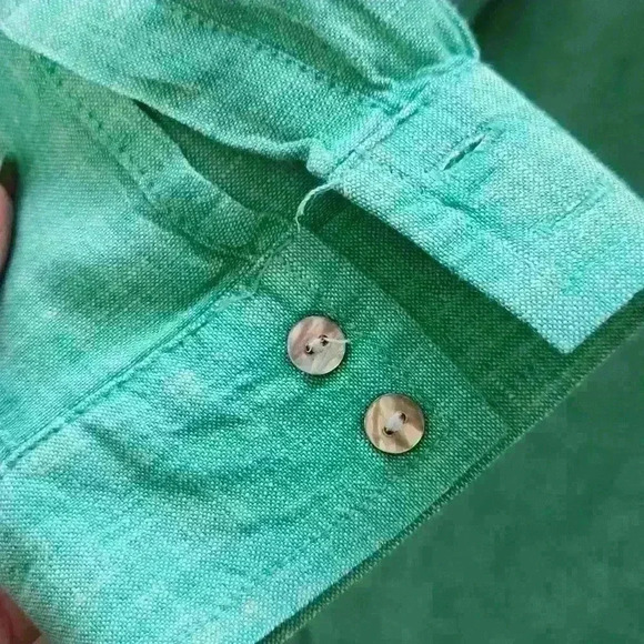 Sigrid Olsen Green Long Linen Shirt - Picture 4 of 7